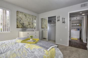 Bedroom with closet l The Edge Apartments in Davis, CA